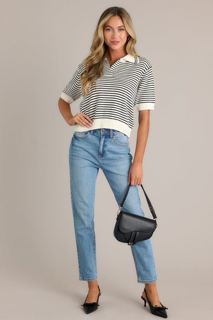 Woodland Trails Ivory Stripe Sweater Top