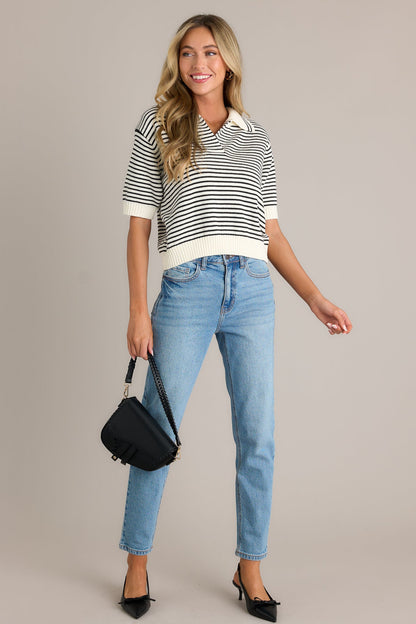 Woodland Trails Ivory Stripe Sweater Top