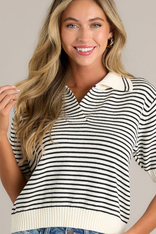 Woodland Trails Ivory Stripe Sweater Top