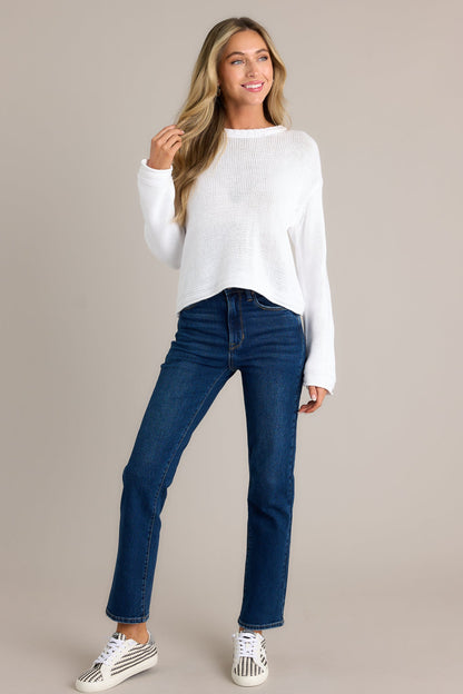 Z Supply Emerson White Cropped Sweater
