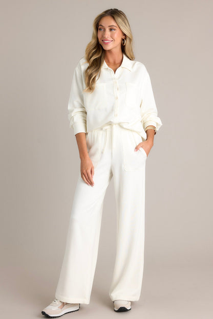 Z Supply Sea Salt White Layover Modal Fleece Pant