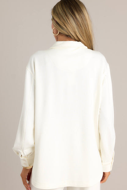 Z Supply Layover Sea Salt Modal Fleece Button Up