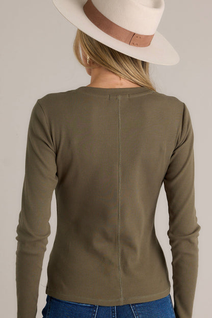 Z Supply Sirena Rib Grape Leaf Green Long Sleeve Top