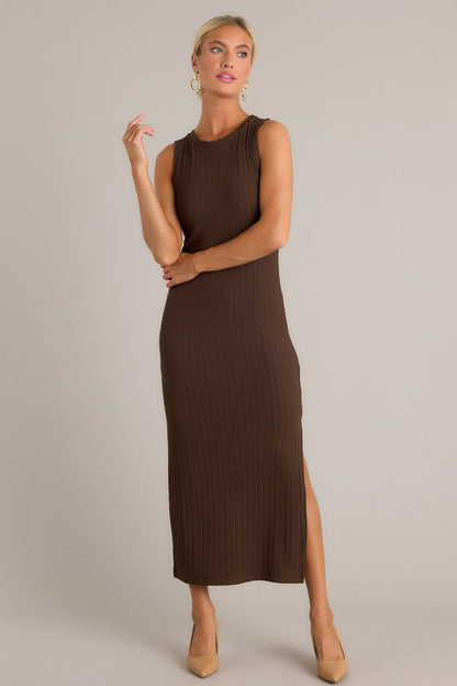 Z Supply Raewyn Dark Chocolate Rib Midi Dress