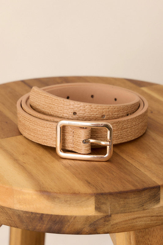 Final Touches Tan Woven Textured Belt