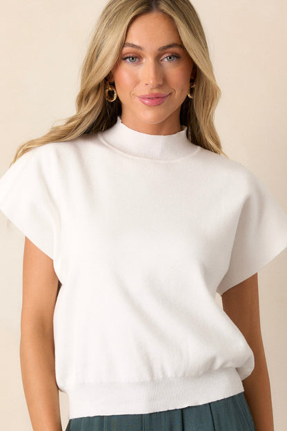 Hold Your Gaze Ivory Short Sleeve Sweater Top