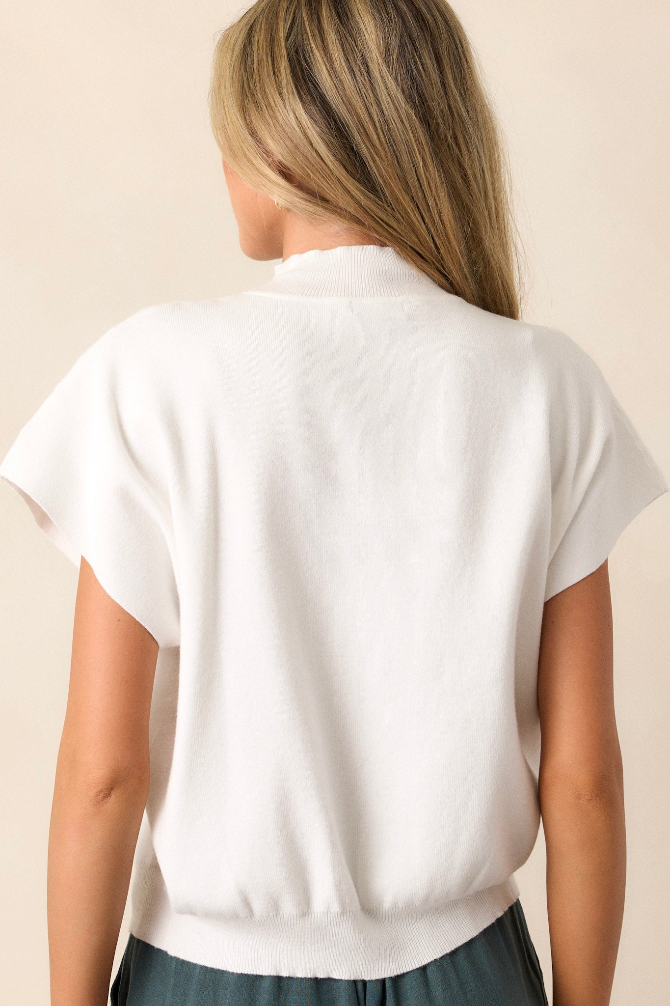 Hold Your Gaze Ivory Short Sleeve Sweater Top