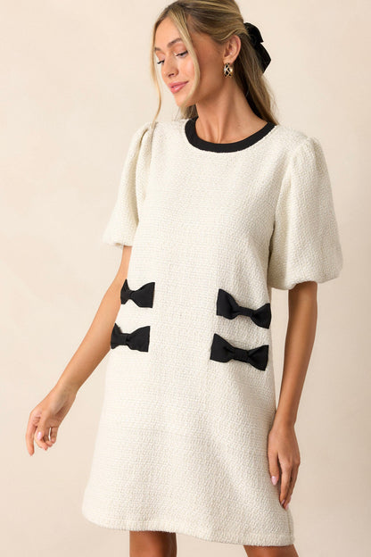 Angel Eyes Ivory Tweed Mini Dress