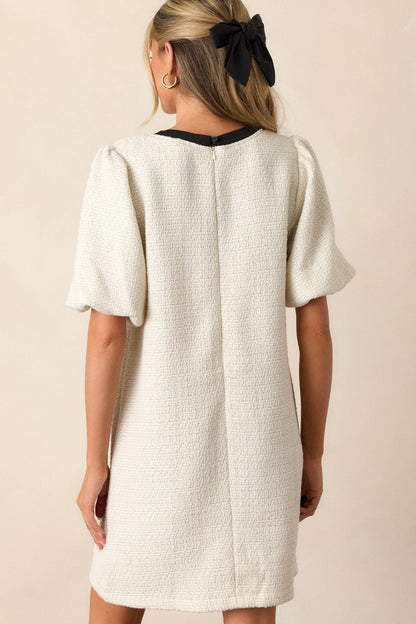 Angel Eyes Ivory Tweed Mini Dress