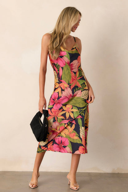 Just A Moment Black Floral Midi Dress