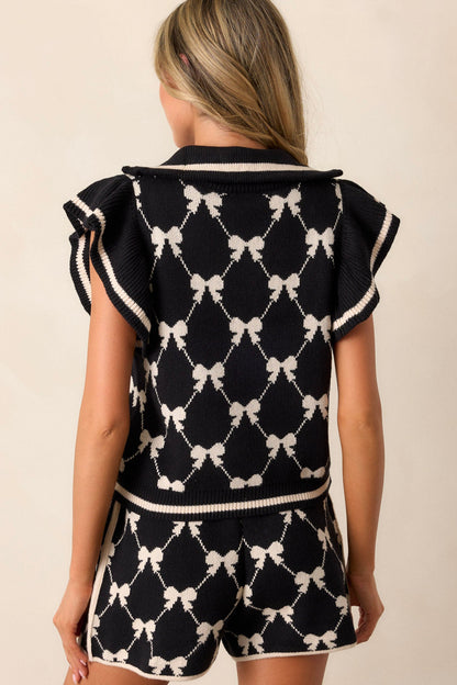 Heart Unbound Black Knit Flutter Sleeve Top