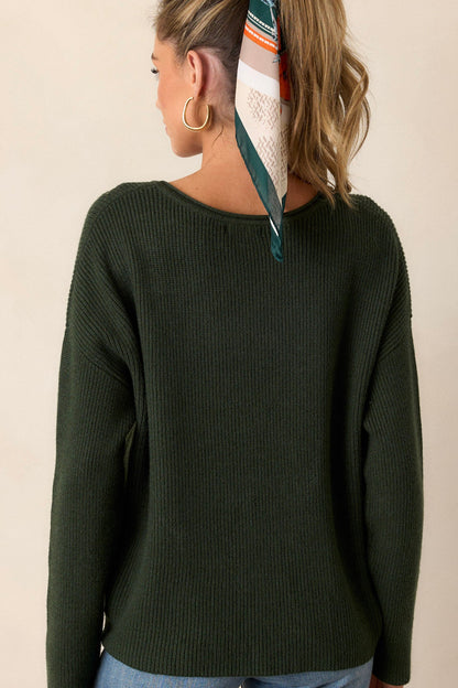 You Know It Hunter Green Ribbed Sweater