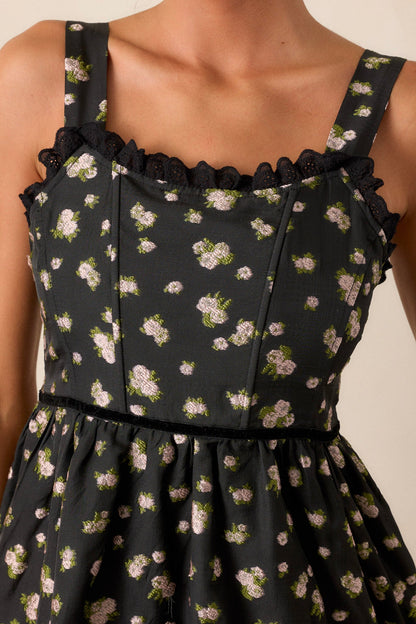 Going Out Again Black Floral Midi Dress