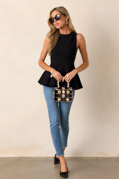 In Your Dreams Black Peplum Tank Top
