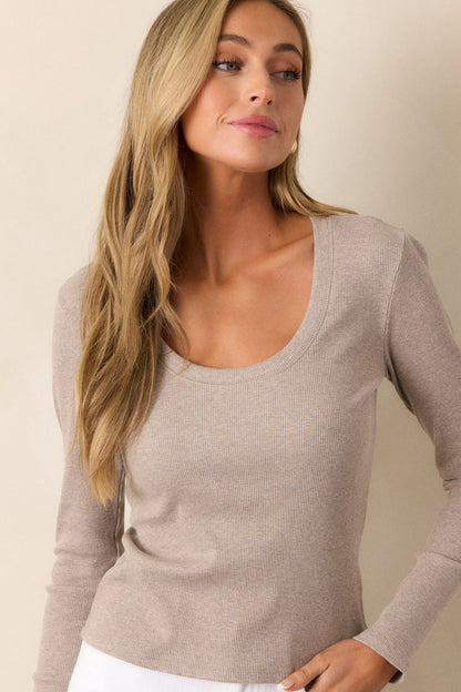 Z Supply Sirena Taupe Rib Long Sleeve Tee