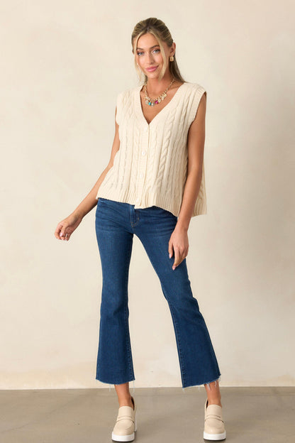 Behind Blue Eyes Light Beige Sweater Vest