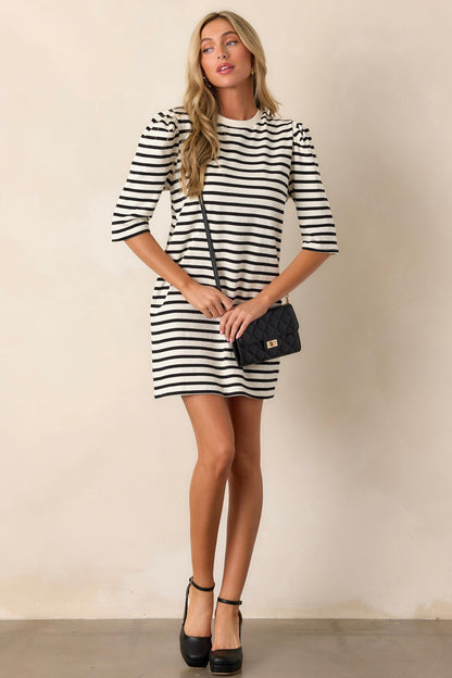 All My Love 100% Cotton White Stripe Mini Dress