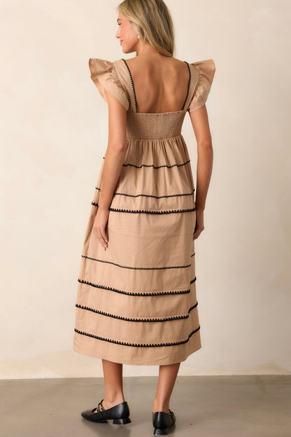 Can't Live Without Tan Stripe Tiered Midi Dress