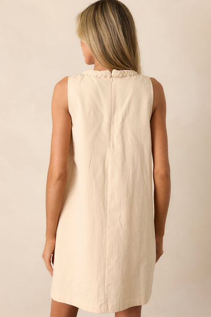 Chic Charm Cotton Ecru Beige Mini Dress