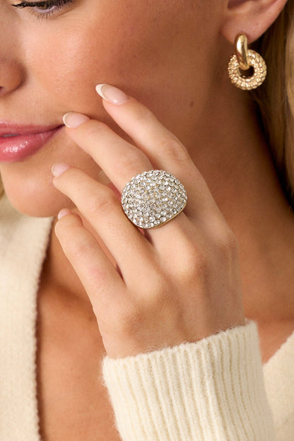 Bright Future Gold Pavè Rhinestone Dome Ring