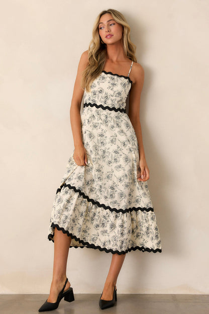 Ivy Illusions Cotton Ivory Floral Print Maxi Dress