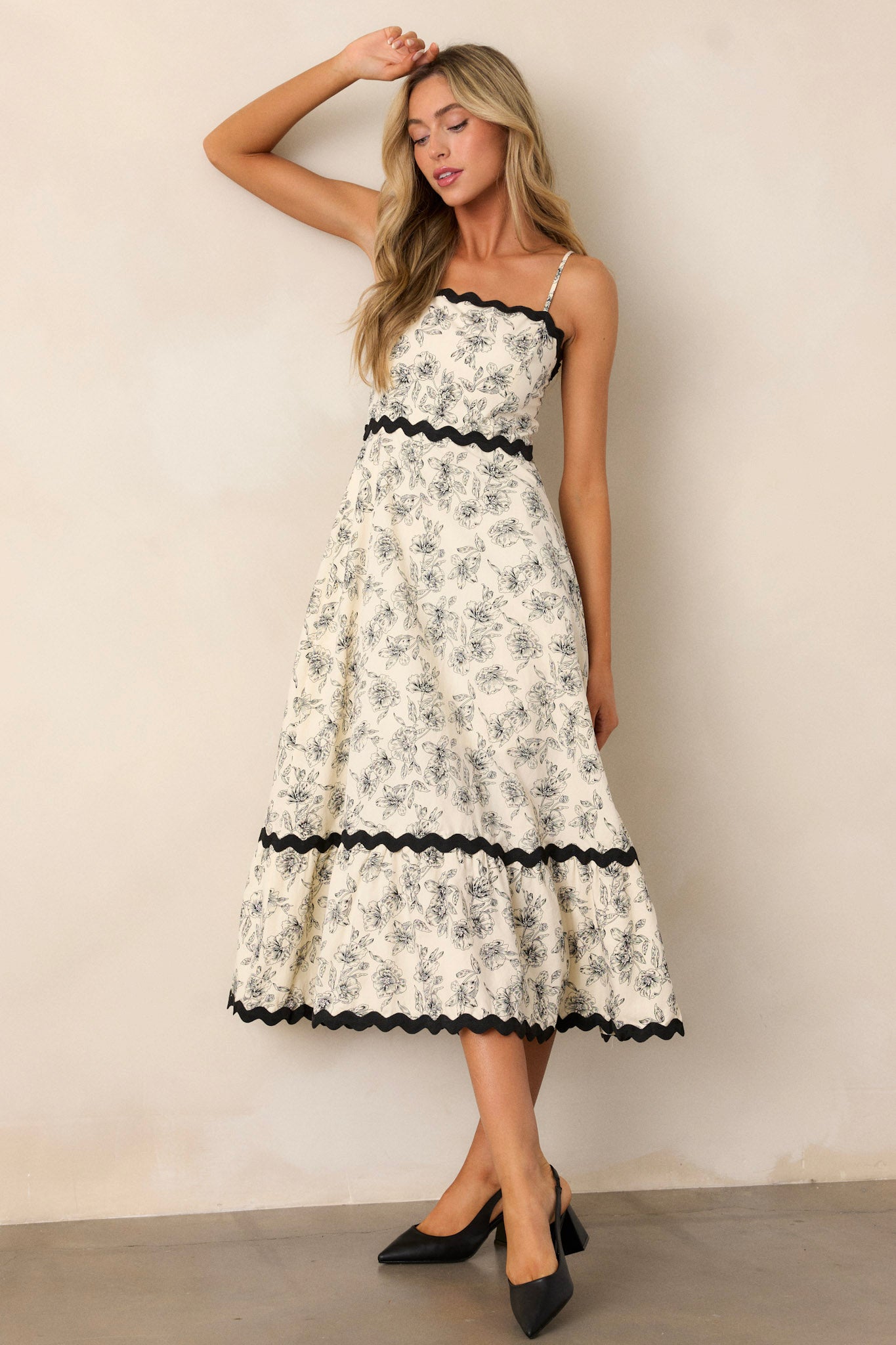 Ivy Illusions Cotton Ivory Floral Print Maxi Dress
