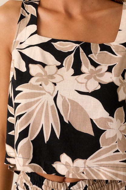 Closer Than Ever Taupe Floral Crop Top