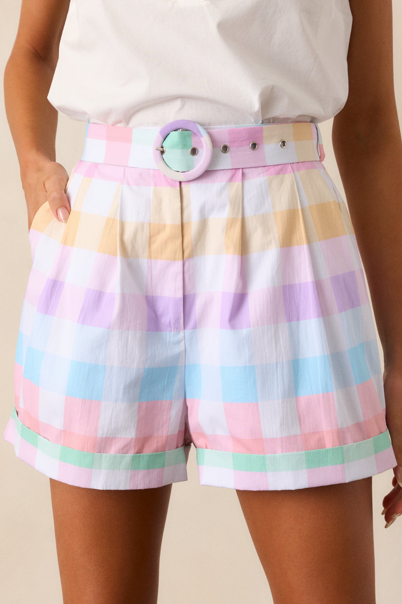 Alston Easter Soiree Plaid Cotton Cuffed Shorts