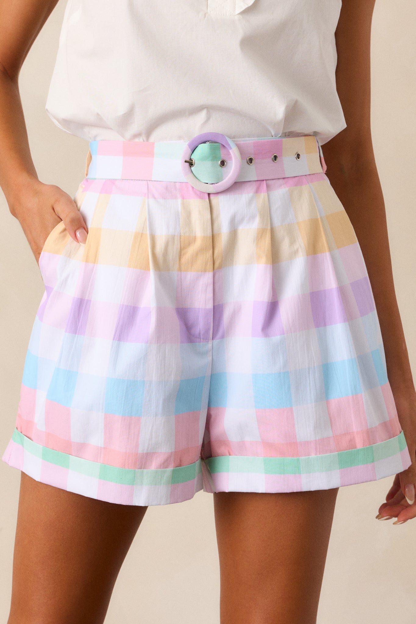 Alston Easter Soiree Plaid Cotton Cuffed Shorts