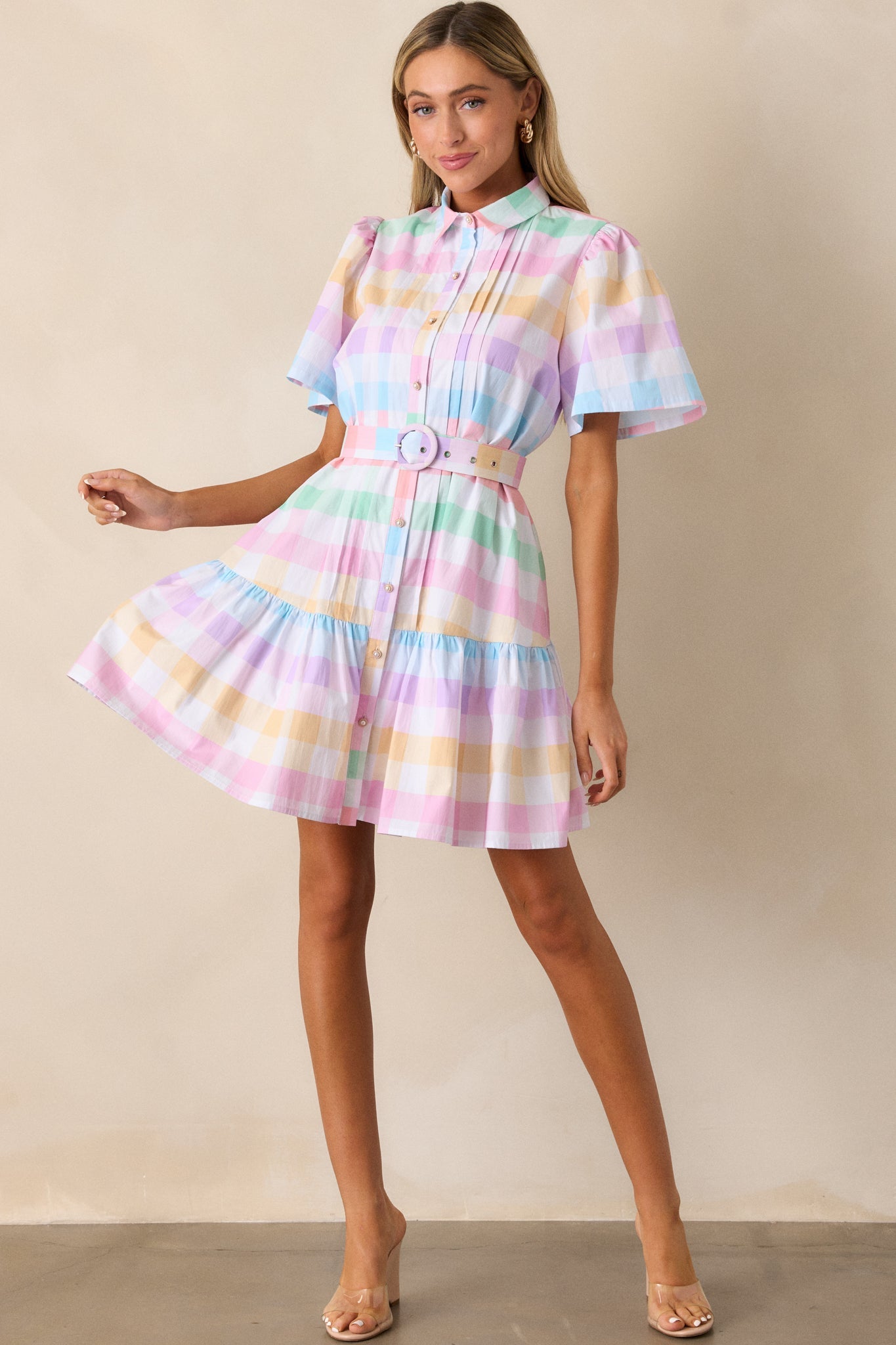 Fairfax Pastel Plaid Cotton Mini Dress