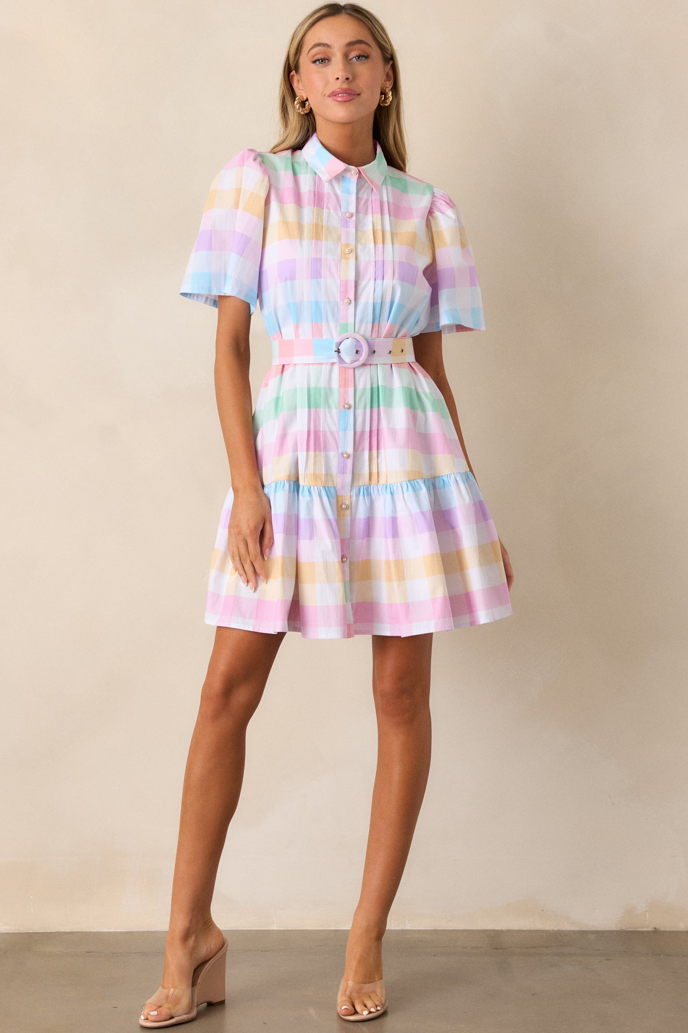 Fairfax Pastel Plaid Cotton Mini Dress