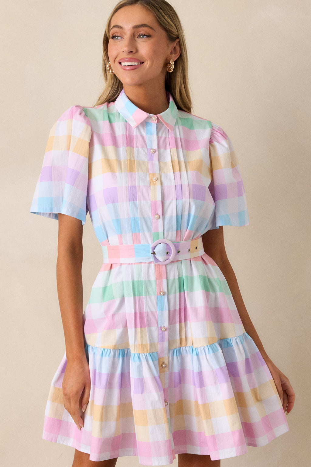 Fairfax Pastel Plaid Cotton Mini Dress