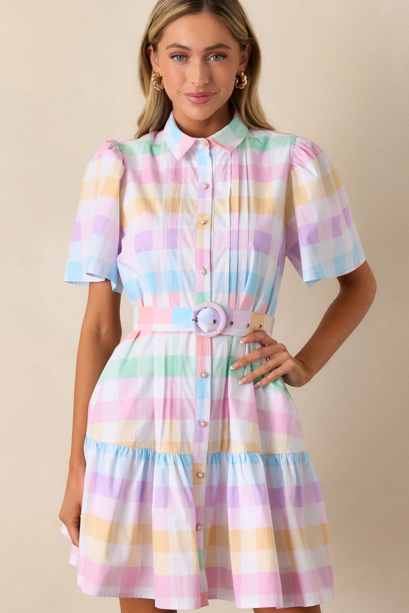 Fairfax Pastel Plaid Cotton Mini Dress