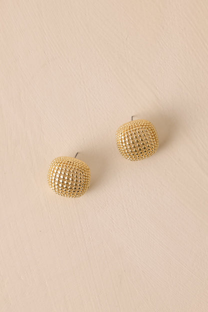 Falling Again Gold Textured Square Earrings