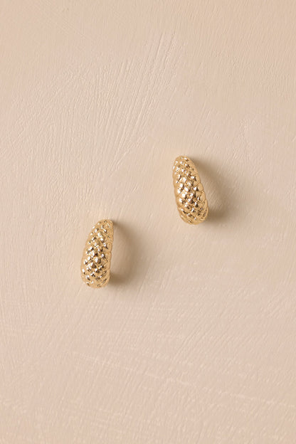 Crazy Talk Gold Textured Hoop Earrings