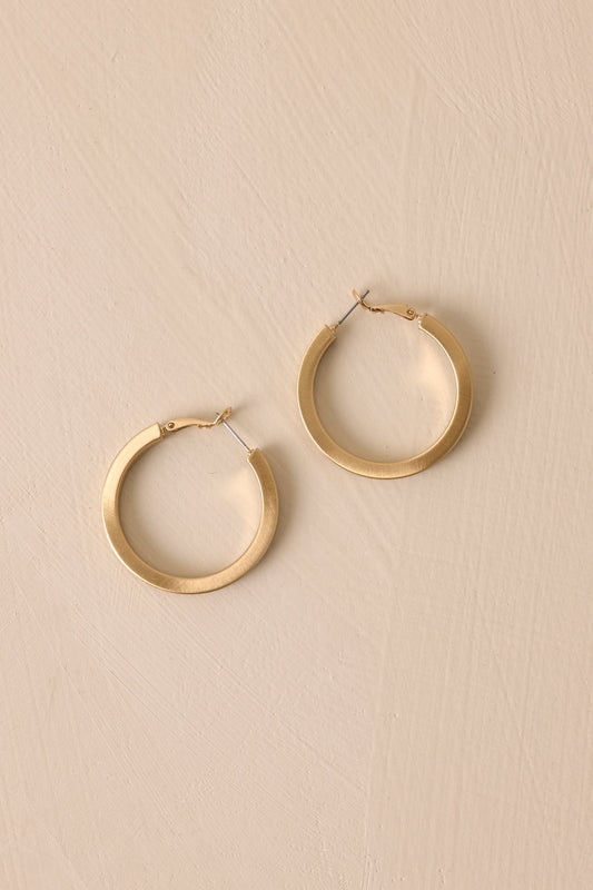 Fly Away With Me Matte Gold Hoop Earrings