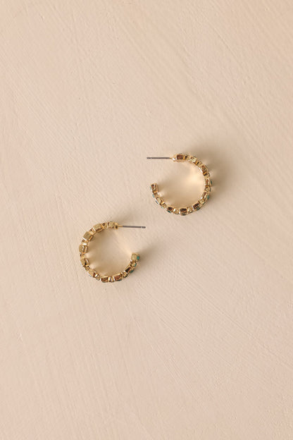 Anything For You Green Rhinestone Hoop Earrings