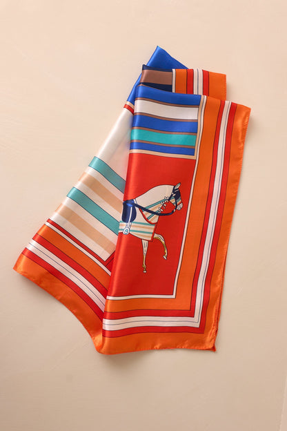 Full Focus Orange Equestrian Print Scarf