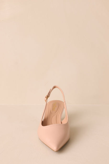 Celestial Dreams Nude Pointed-Toe Slingback Kitten Heels