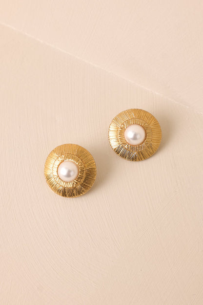 Bright Future Gold & Ivory Pearl Textured Earrings