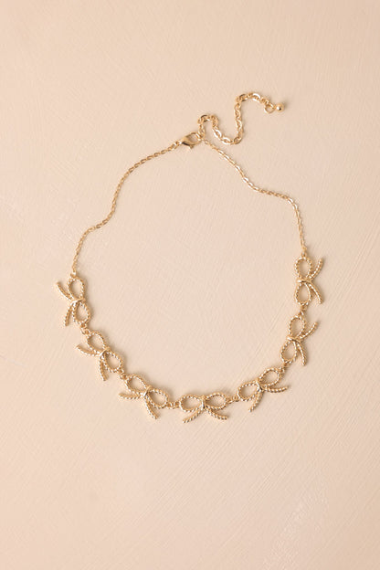 Know The Feeling Gold Bow Necklace