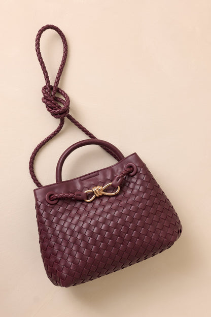 Just My Type Wine Woven Faux Leather Handbag