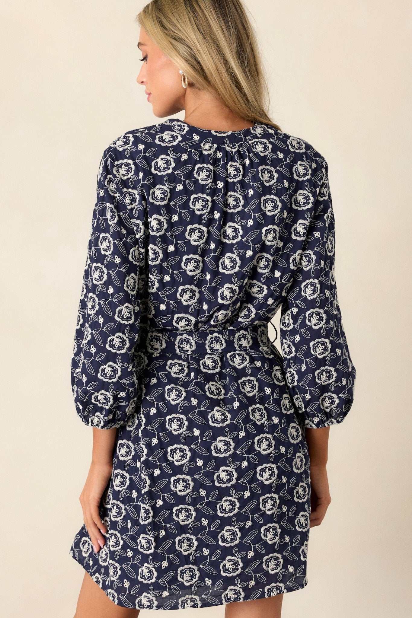 In My Past Cotton Navy Floral Mini Dress