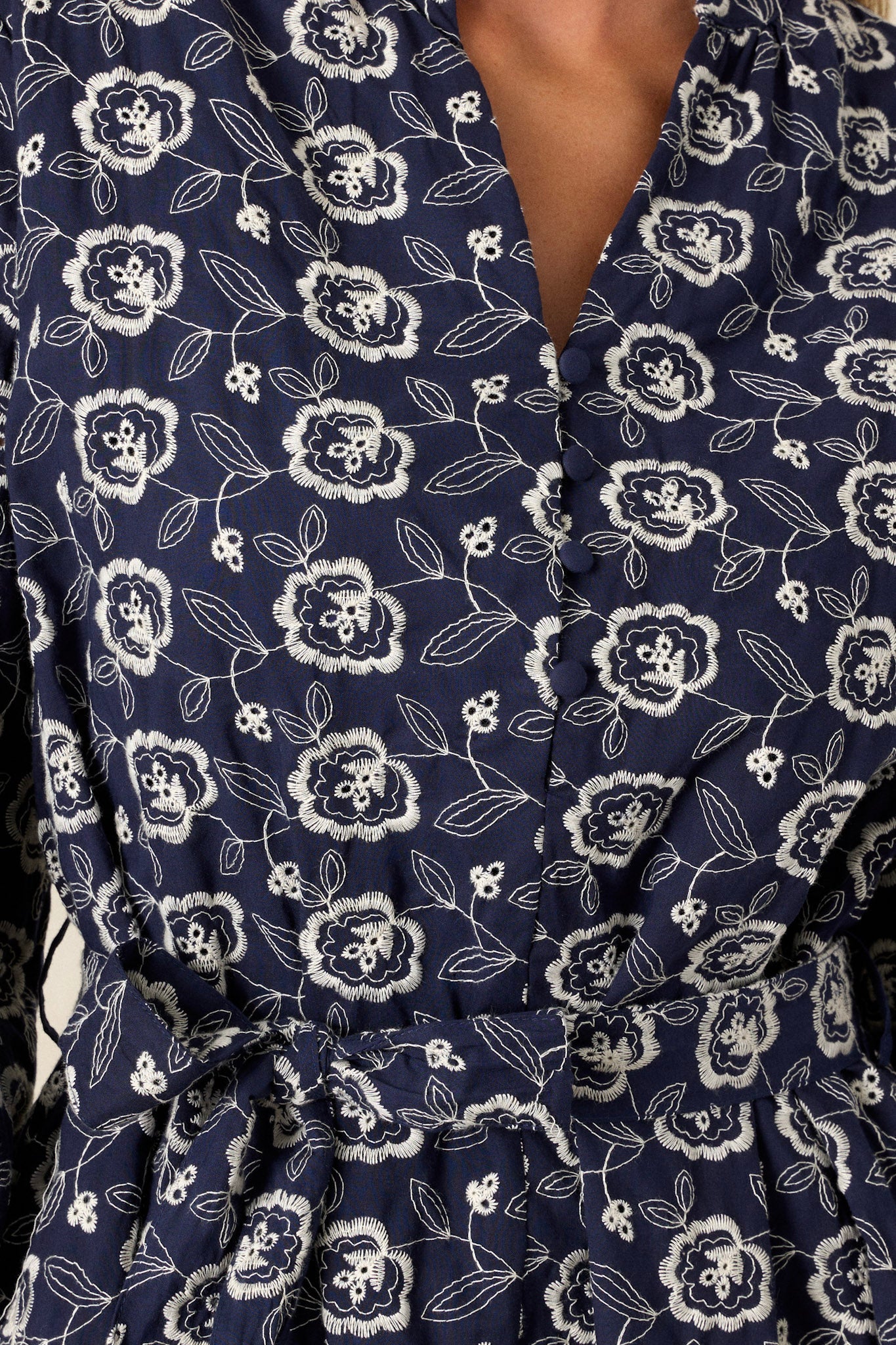In My Past Cotton Navy Floral Mini Dress