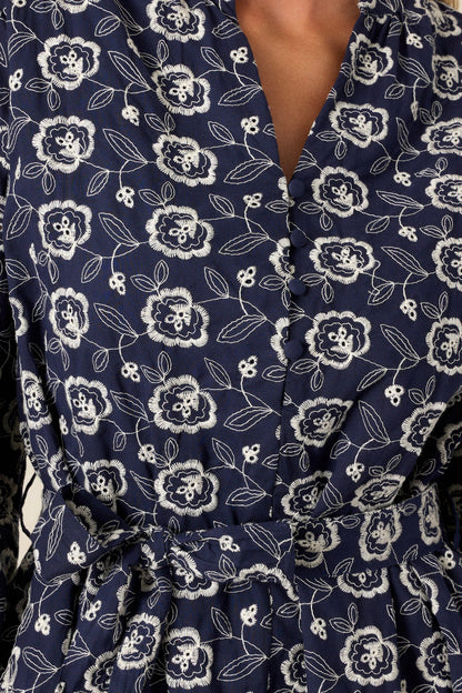 In My Past Cotton Navy Floral Mini Dress
