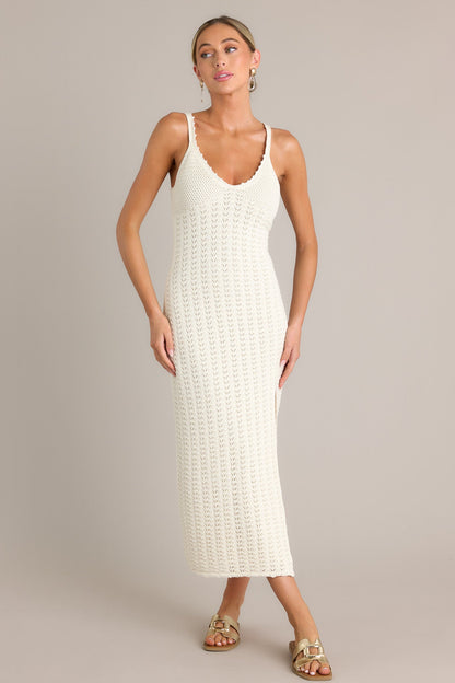 Z Supply Eleena Sandstone Ivory Crochet Midi Dress