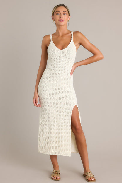 Z Supply Eleena Sandstone Ivory Crochet Midi Dress