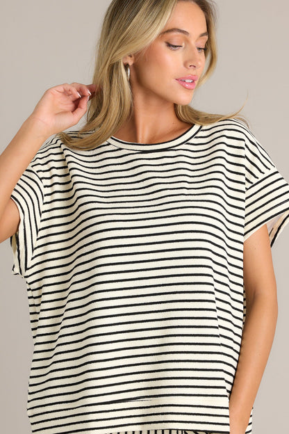 Blissful Horizon Black Stripe Top