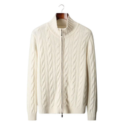 NOBA WOOL DUAL-ZIP CABLE CARDIGAN
