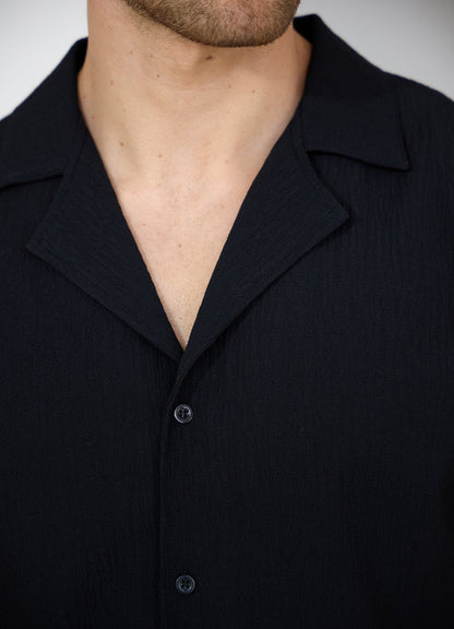 Gym King Signature Woven Texture Shirt - Black